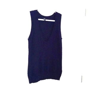Jacob Pointelle Knit Navy Vest V-Neckline Lightweight Women Size Med